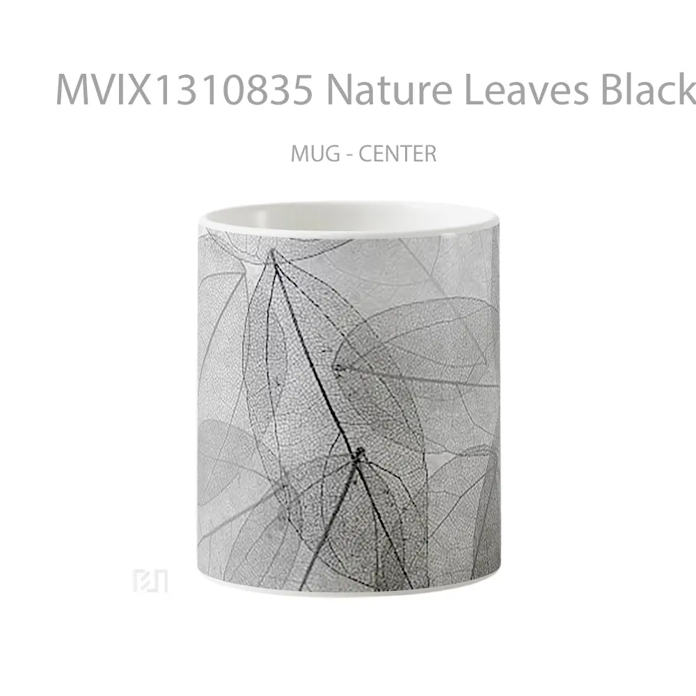 Mug Nature Leaves Black And White Gelas Pemandangan Alam