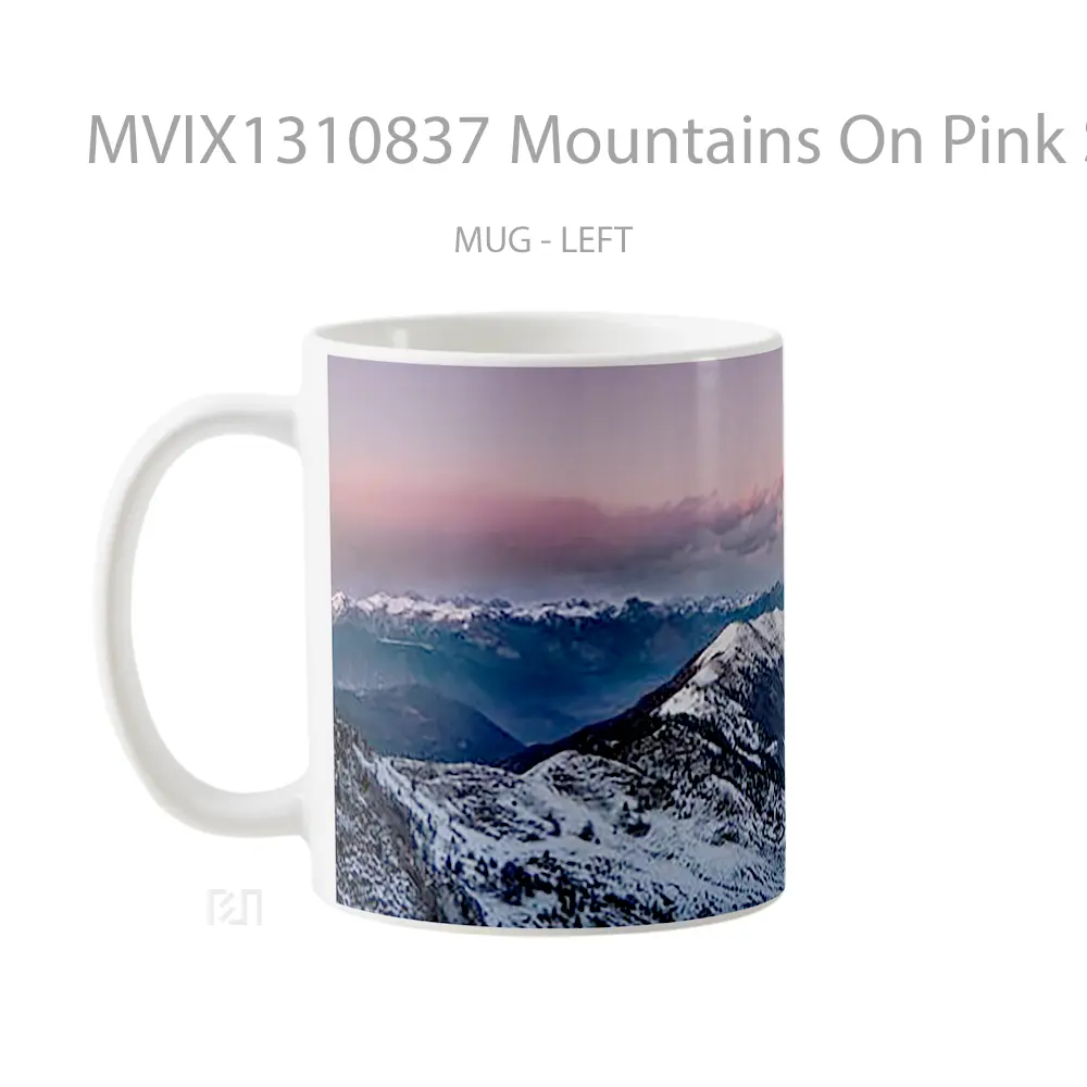 Mug Mountains On Pink Sunset Gelas Pemandangan Alam - All-side / Desain
