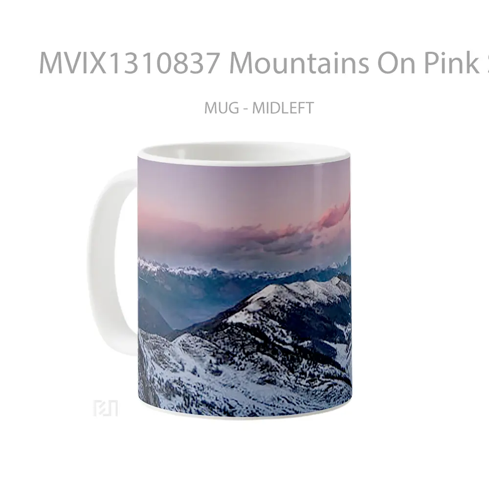 Mug Mountains On Pink Sunset Gelas Pemandangan Alam - All-side / Desain