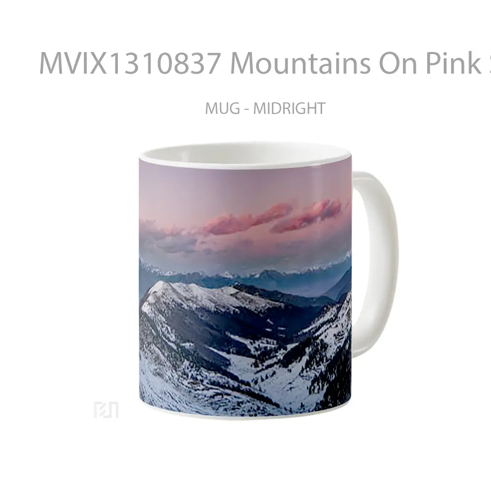 Mug Mountains On Pink Sunset Gelas Pemandangan Alam - All-side / Desain