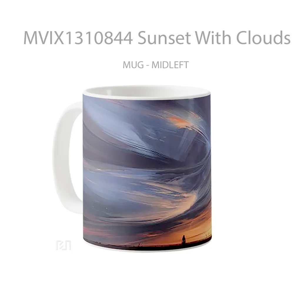 Mug Sunset With Clouds In Swirl And Thunder Gelas Pemandangan Alam - All-side / Desain