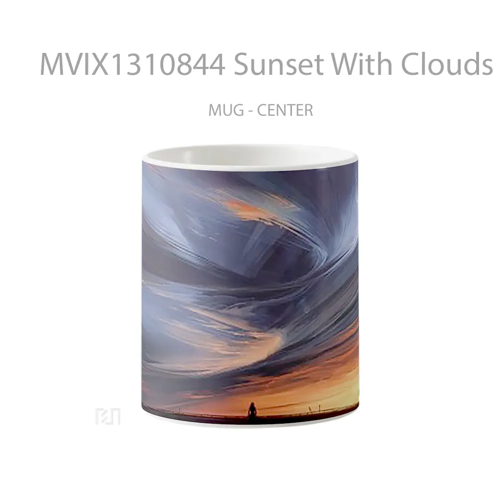 Mug Sunset With Clouds In Swirl And Thunder Gelas Pemandangan Alam
