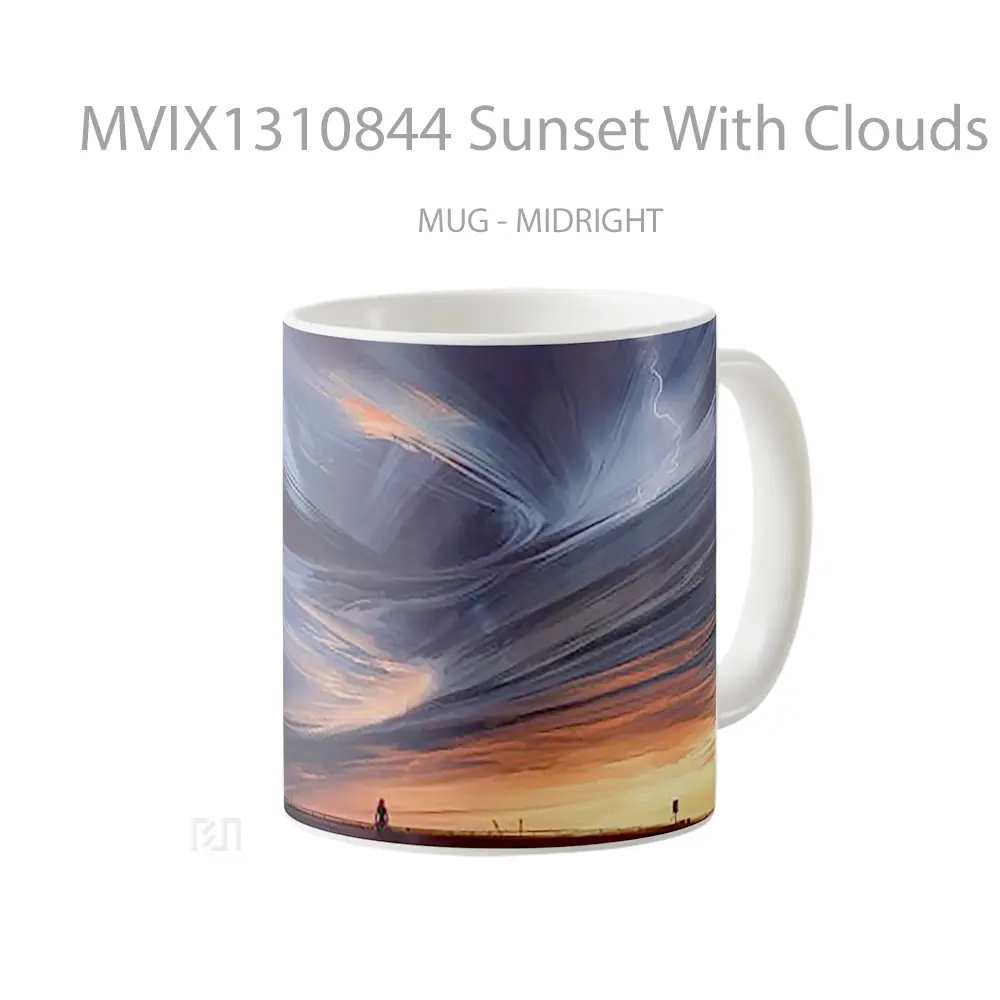 Mug Sunset With Clouds In Swirl And Thunder Gelas Pemandangan Alam - All-side / Desain