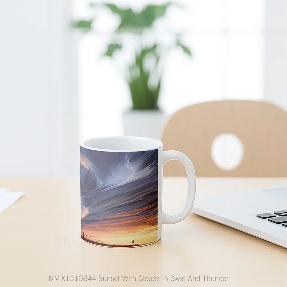 Mug Sunset With Clouds In Swirl And Thunder Gelas Pemandangan Alam - All-side / Desain