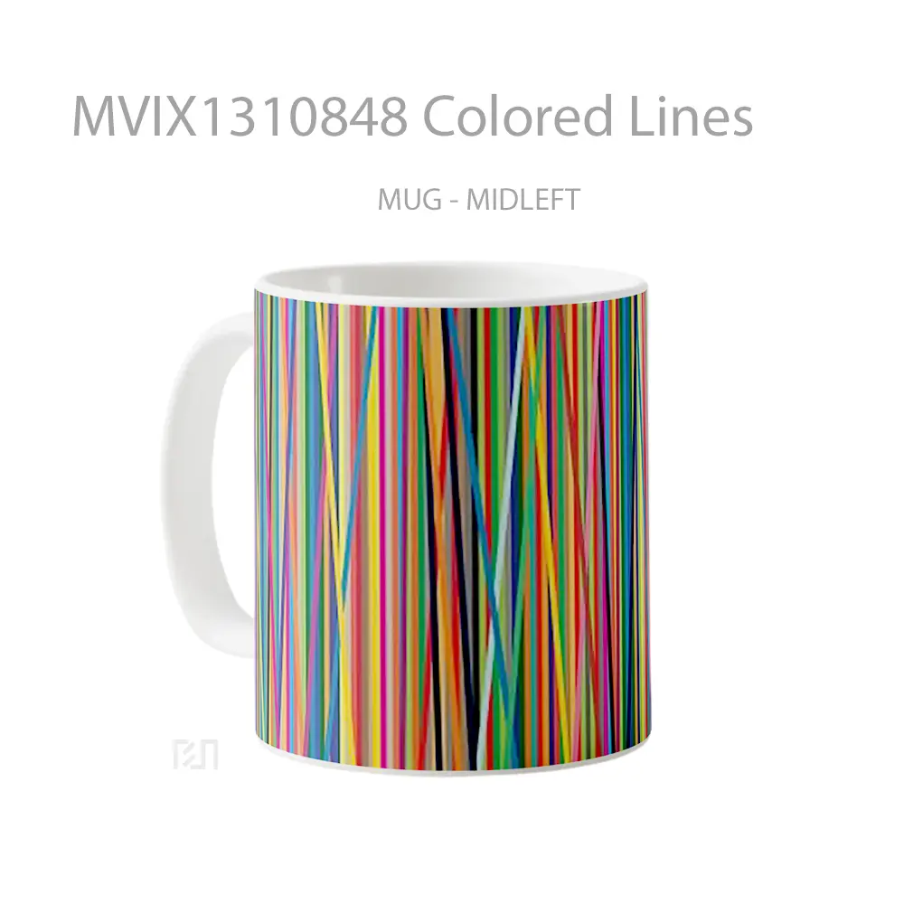 Mug Colored Lines Gelas Keramik Unik - All-side / Desain
