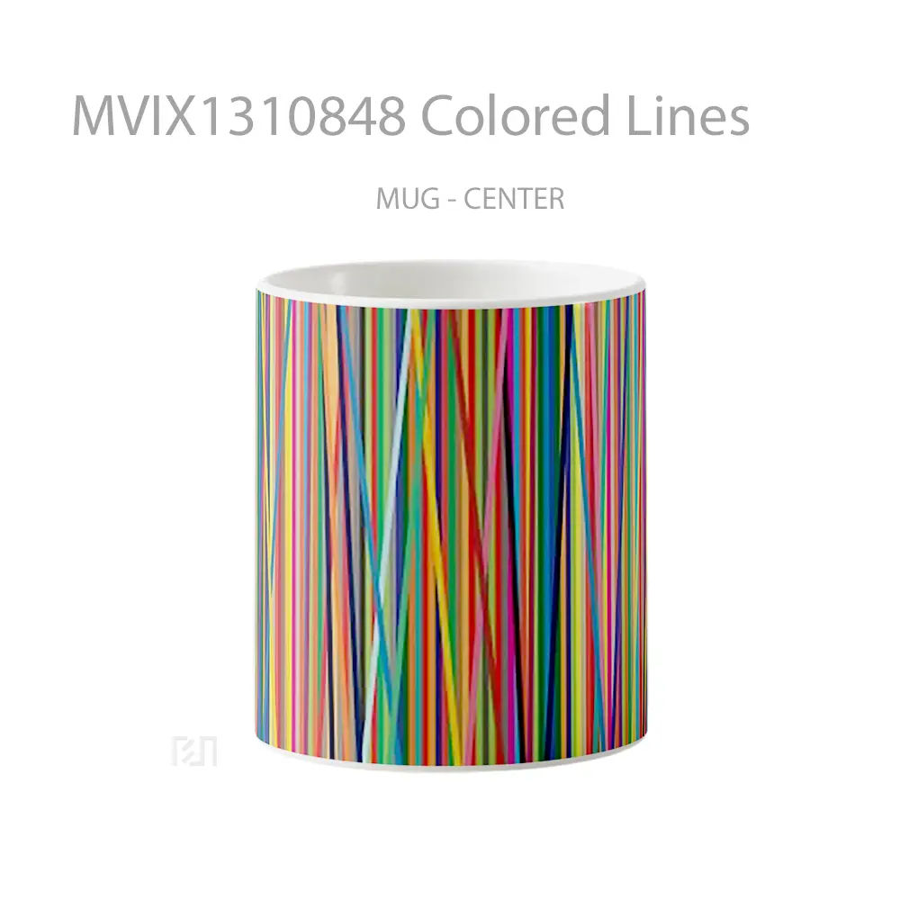 Mug Colored Lines Gelas Keramik Unik