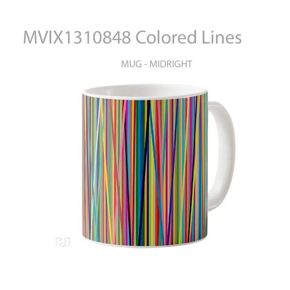 Mug Colored Lines Gelas Keramik Unik - All-side / Desain