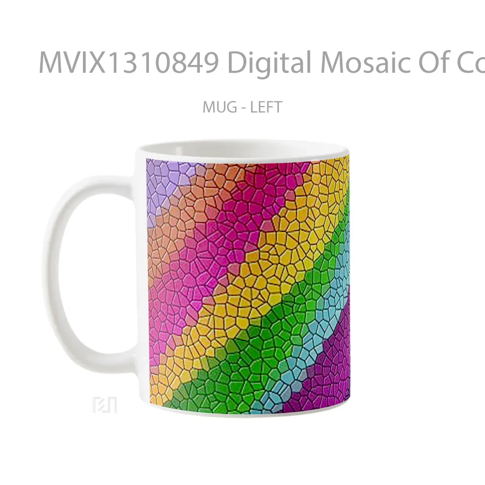 Mug Digital Mosaic Of Colors Gelas Keramik Unik - All-side / Desain