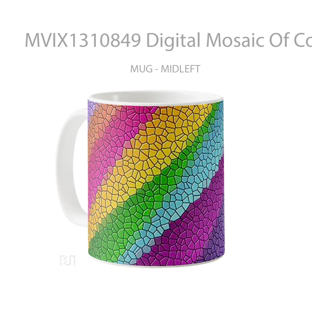 Mug Digital Mosaic Of Colors Gelas Keramik Unik - All-side / Desain