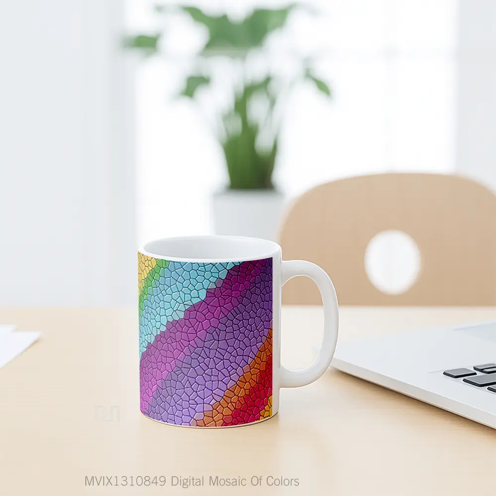 Mug Digital Mosaic Of Colors Gelas Keramik Unik - All-side / Desain