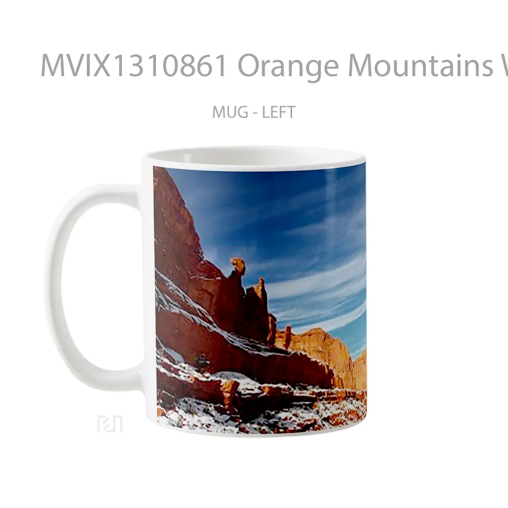 Mug Orange Mountains With Snow Gelas Pemandangan Alam - All-side / Desain