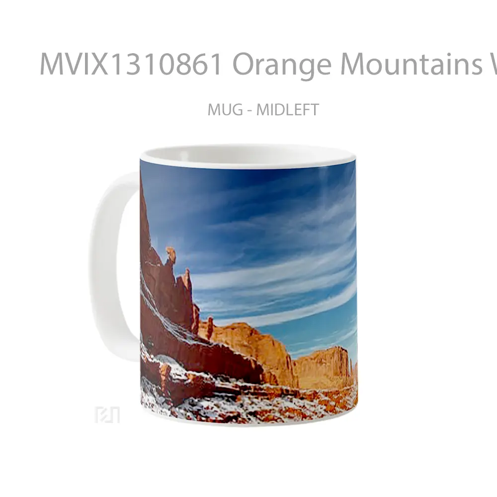 Mug Orange Mountains With Snow Gelas Pemandangan Alam - All-side / Desain