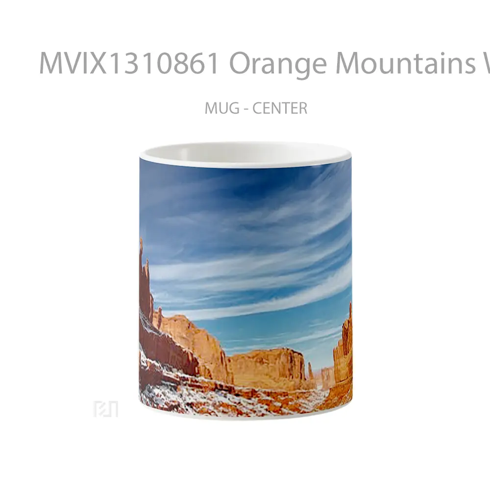 Mug Orange Mountains With Snow Gelas Pemandangan Alam