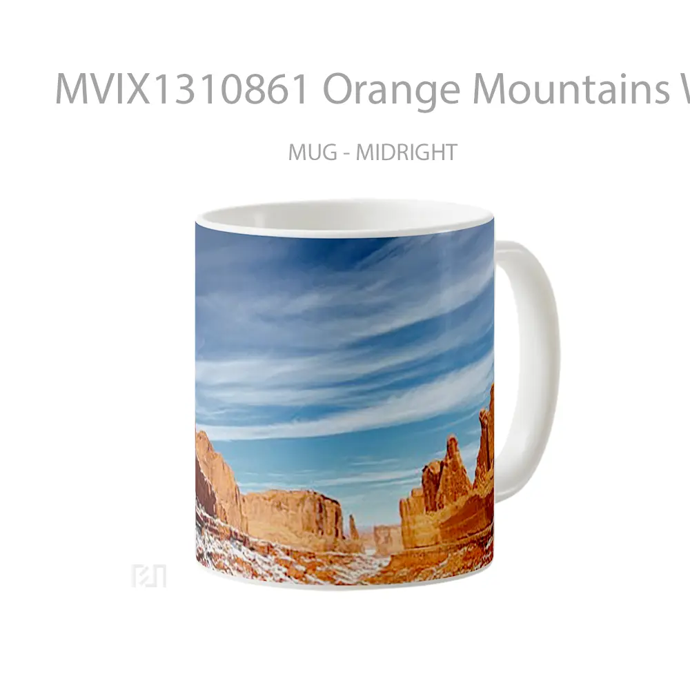 Mug Orange Mountains With Snow Gelas Pemandangan Alam - All-side / Desain