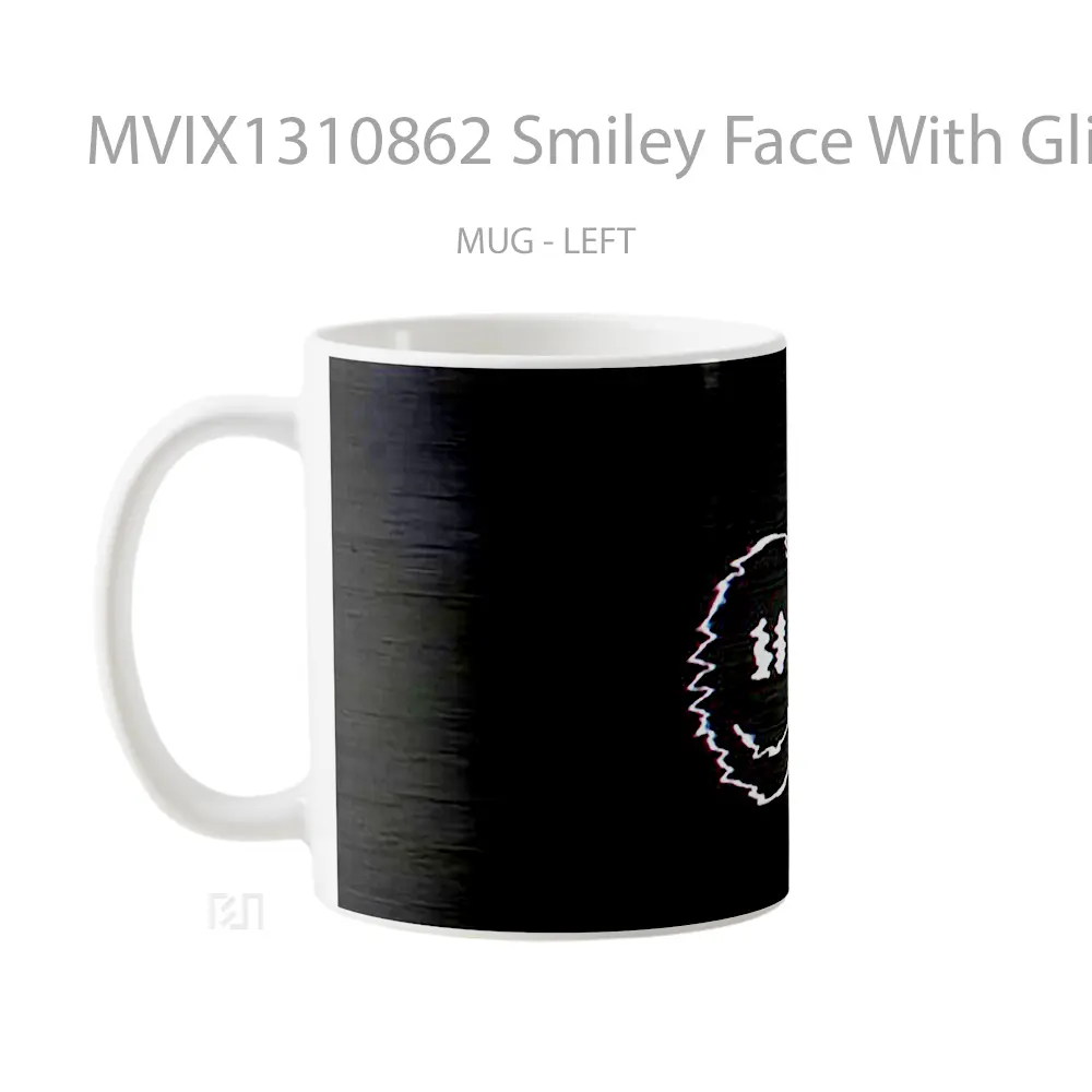 Mug Smiley Face With Glitch Gelas Keramik Unik - All-side / Desain