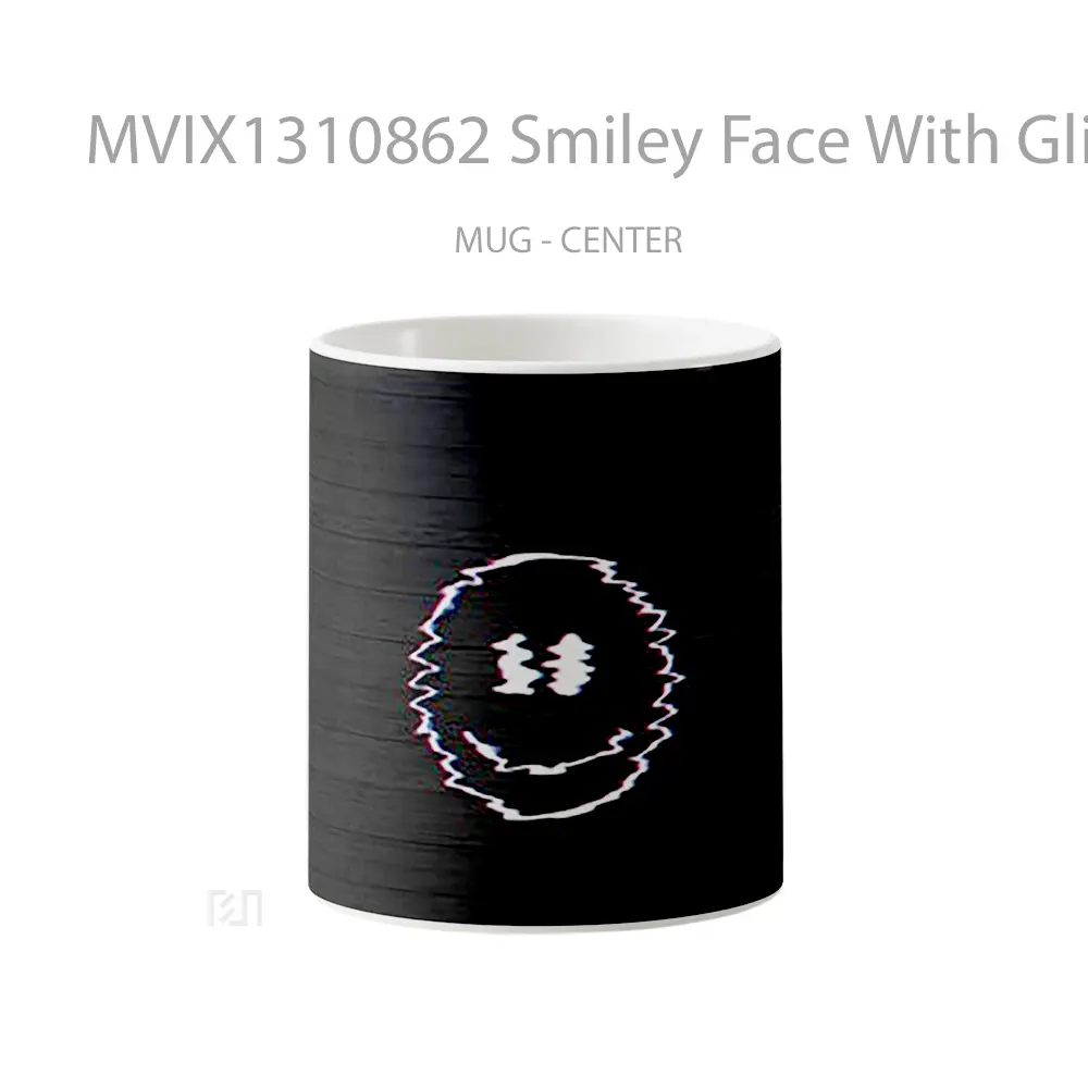 Mug Smiley Face With Glitch Gelas Keramik Unik