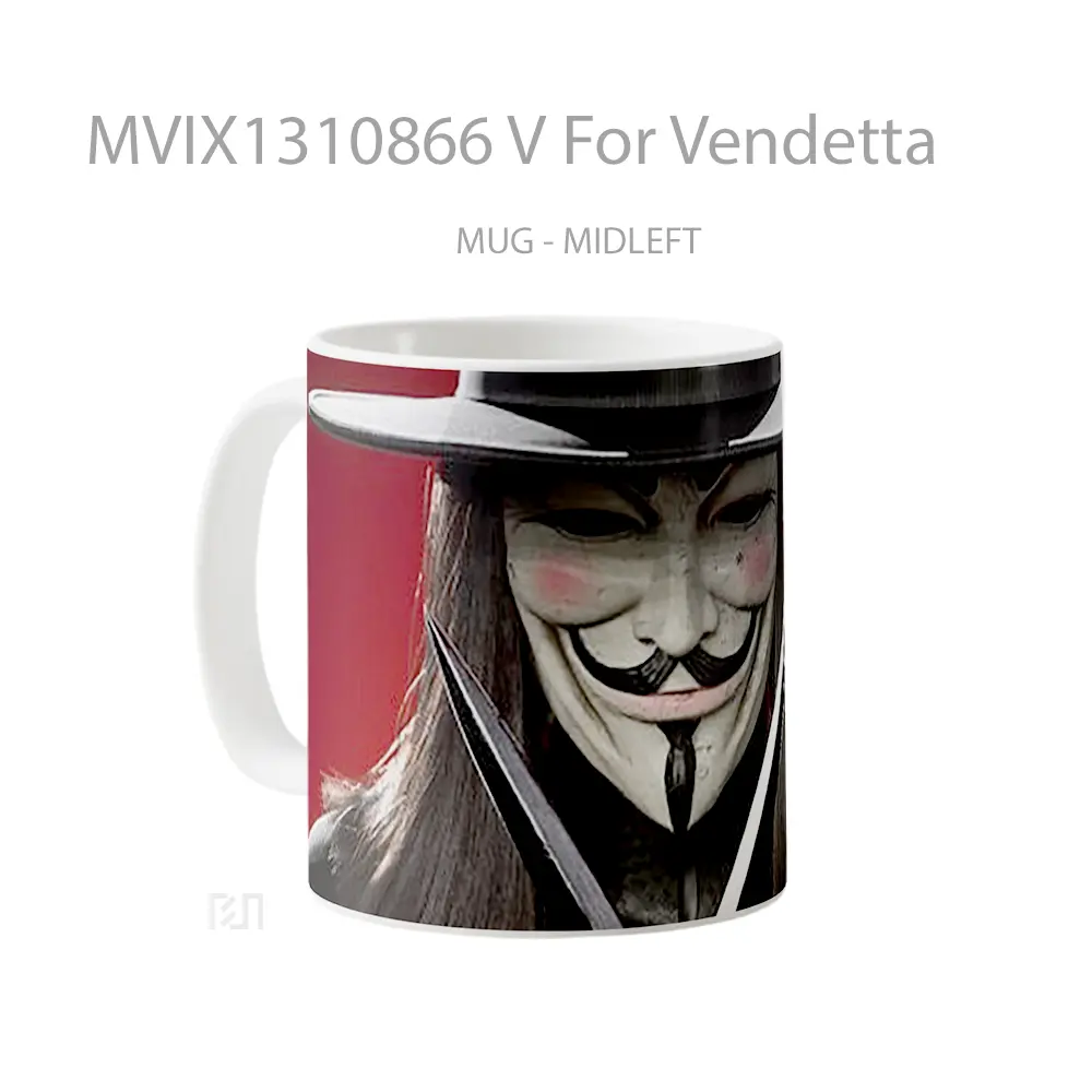 Mug V For Vendetta Gelas Keramik Unik - All-side / Desain