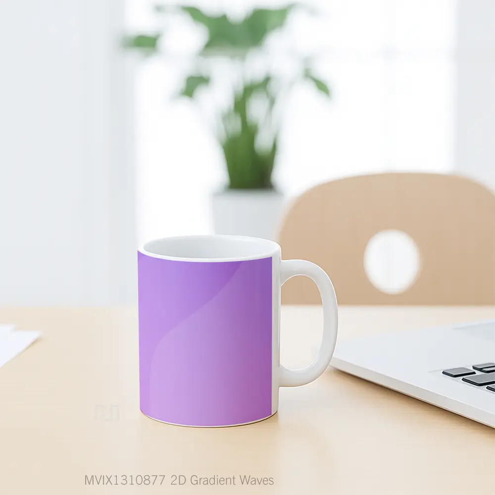 Mug 2D Gradient Waves Gelas Keramik Unik - All-side / Desain