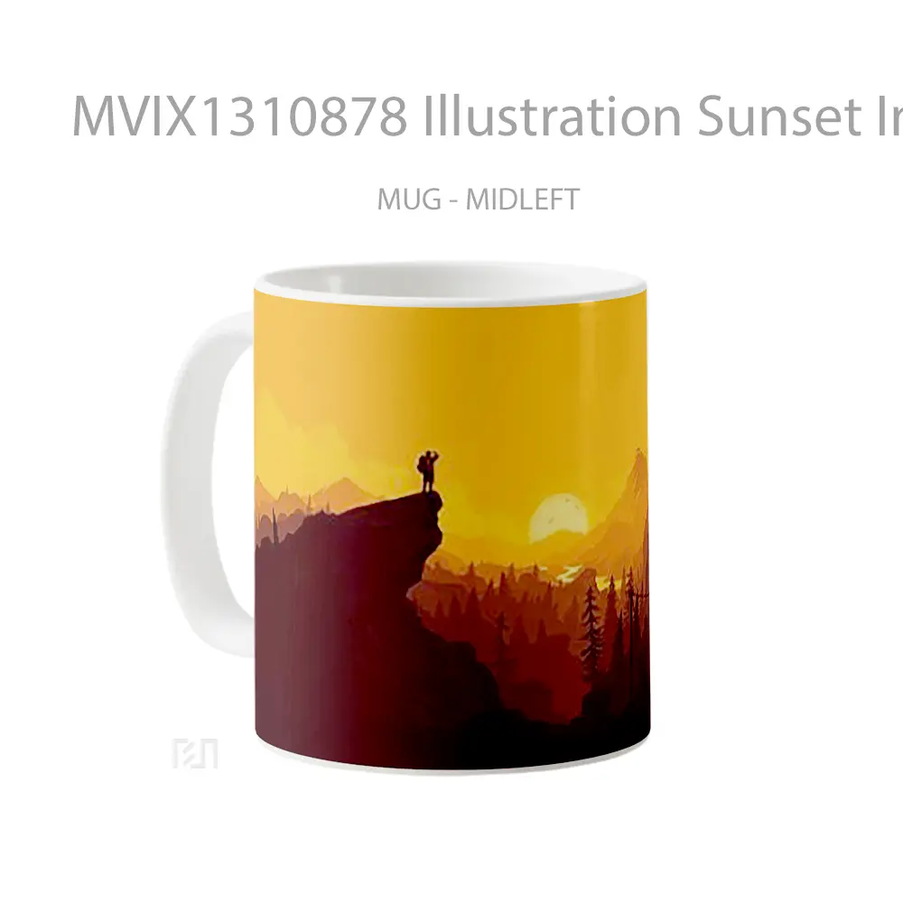 Mug Illustration Sunset In The Forest Gelas Pemandangan Alam - All-side / Desain