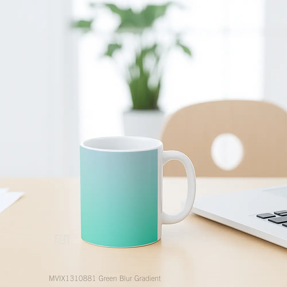 Mug Green Blur Gradient Gelas Keramik Unik - All-side / Desain