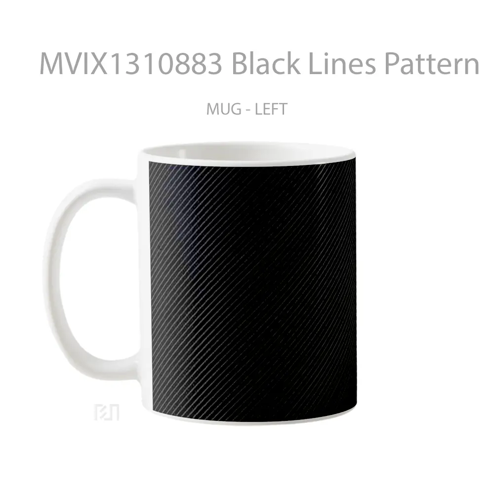 Mug Black Lines Pattern Gelas Seni Modern - All-side / Desain