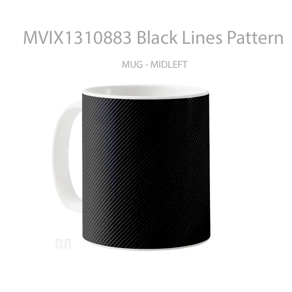 Mug Black Lines Pattern Gelas Seni Modern - All-side / Desain