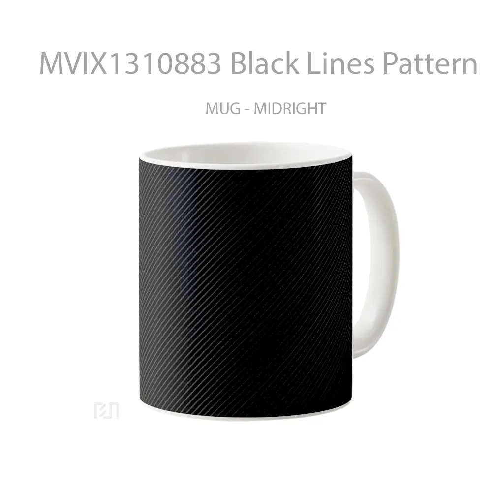 Mug Black Lines Pattern Gelas Seni Modern - All-side / Desain