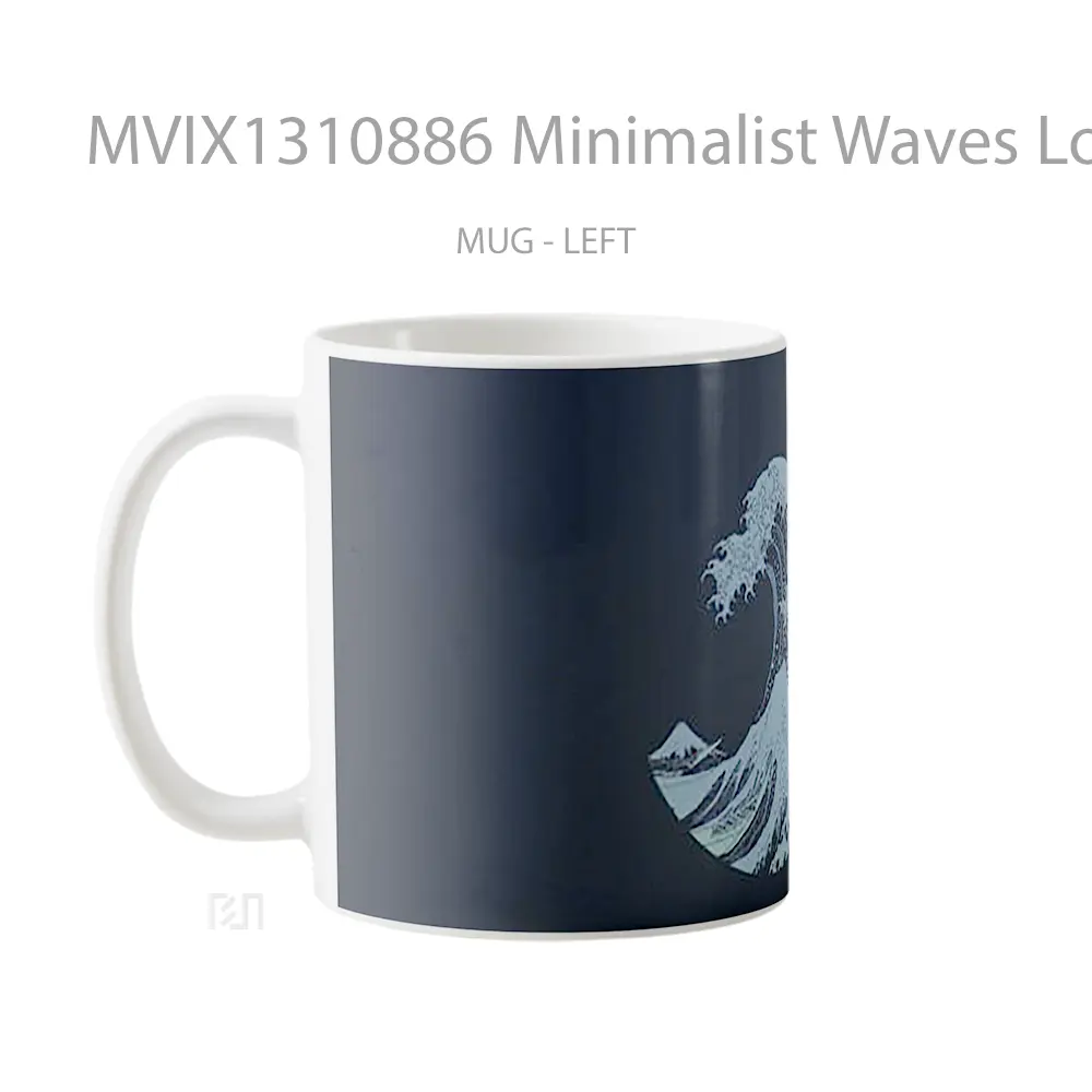 Mug Minimalist Waves Logo Gelas Seni Modern - All-side / Desain