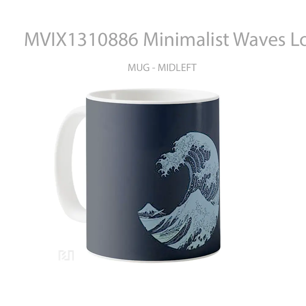 Mug Minimalist Waves Logo Gelas Seni Modern - All-side / Desain
