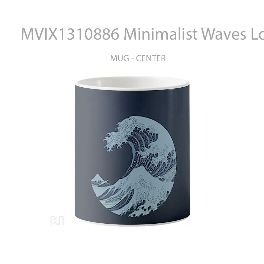 Mug Minimalist Waves Logo Gelas Seni Modern