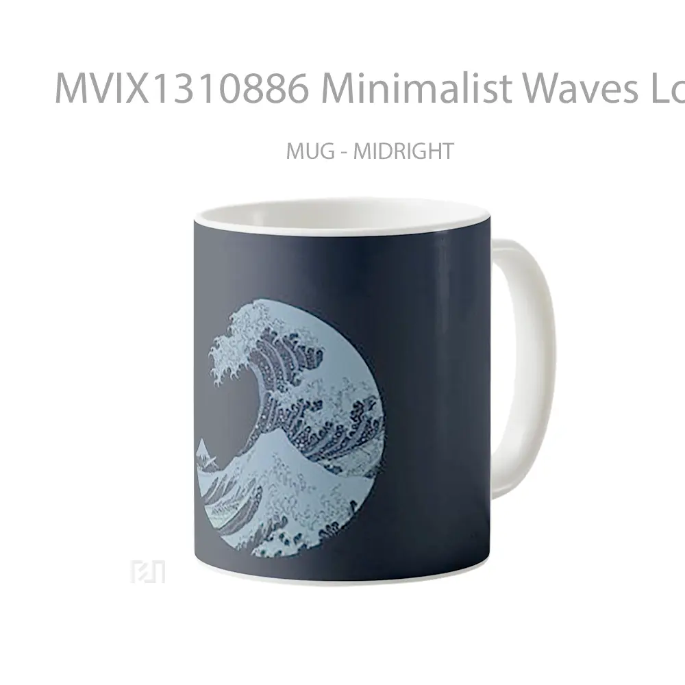 Mug Minimalist Waves Logo Gelas Seni Modern - All-side / Desain
