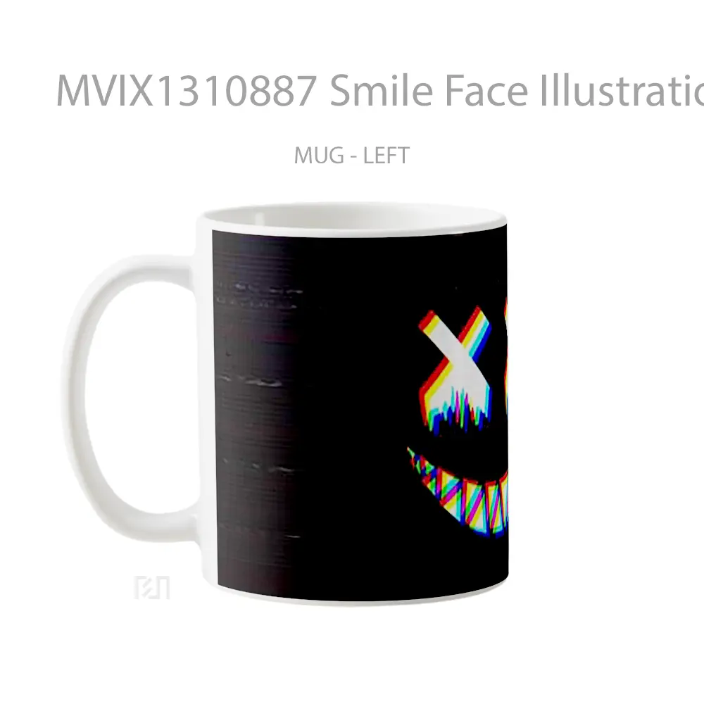 Mug Smile Face Illustration Gelas Seni Modern - All-side / Desain