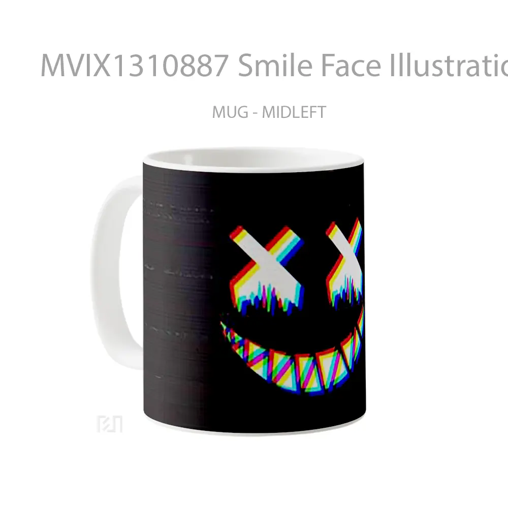 Mug Smile Face Illustration Gelas Seni Modern - All-side / Desain
