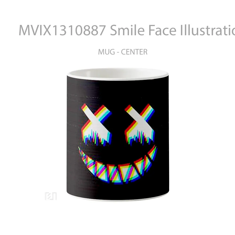 Mug Smile Face Illustration Gelas Seni Modern