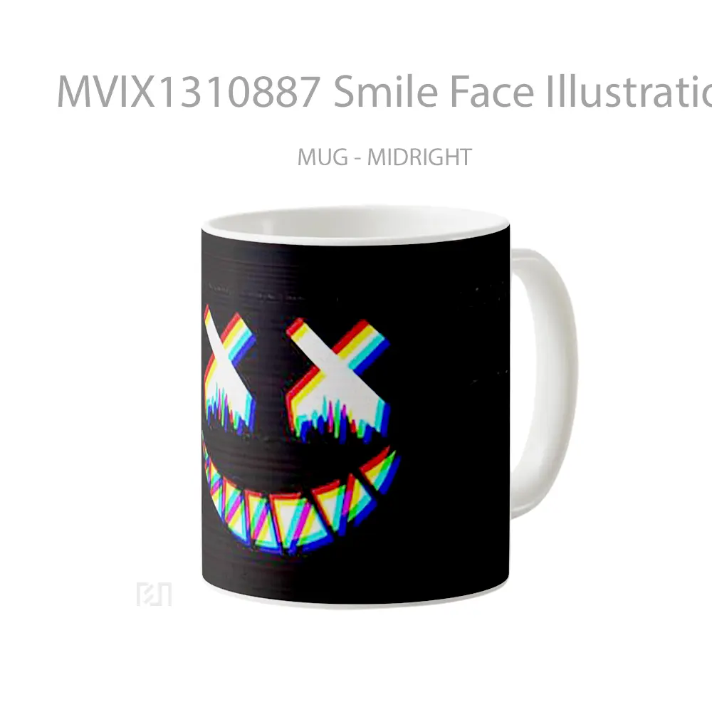 Mug Smile Face Illustration Gelas Seni Modern - All-side / Desain