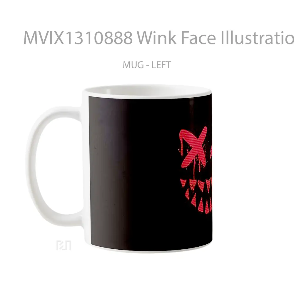 Mug Wink Face Illustration Gelas Seni Modern - All-side / Desain