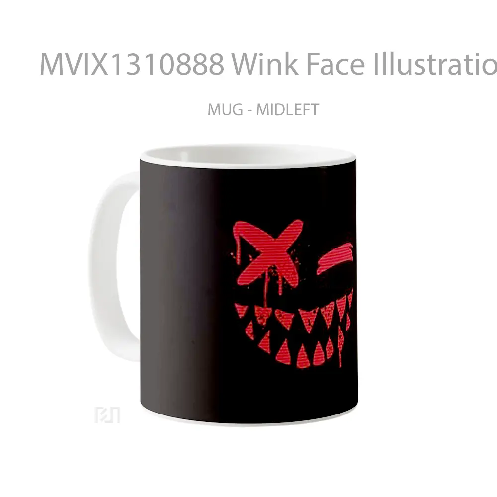 Mug Wink Face Illustration Gelas Seni Modern - All-side / Desain