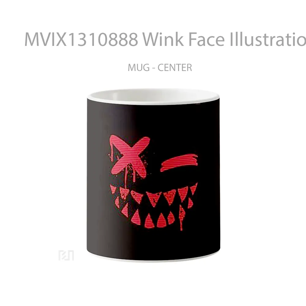 Mug Wink Face Illustration Gelas Seni Modern