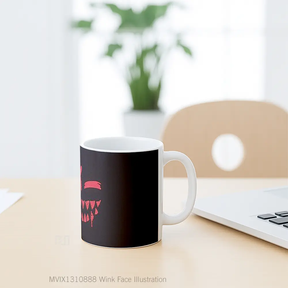 Mug Wink Face Illustration Gelas Seni Modern - All-side / Desain