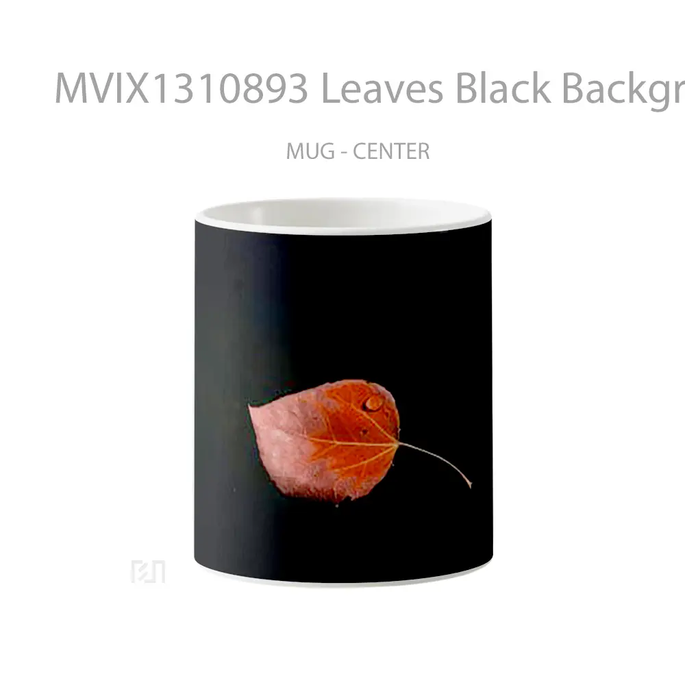 Mug Leaves Black Background Gelas Keramik Unik