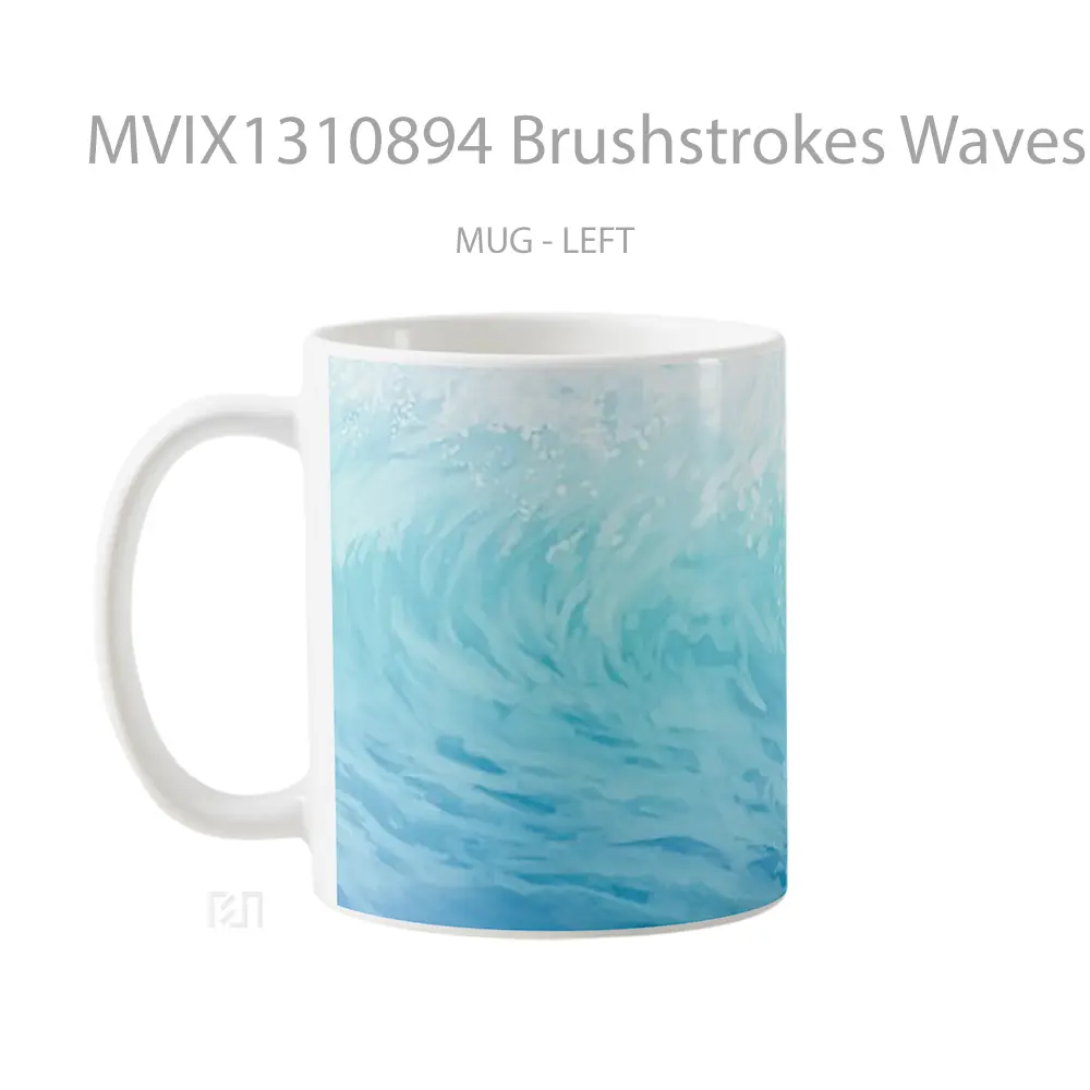 Mug Brushstrokes Waves Digital Art Gelas Seni Modern - All-side / Desain
