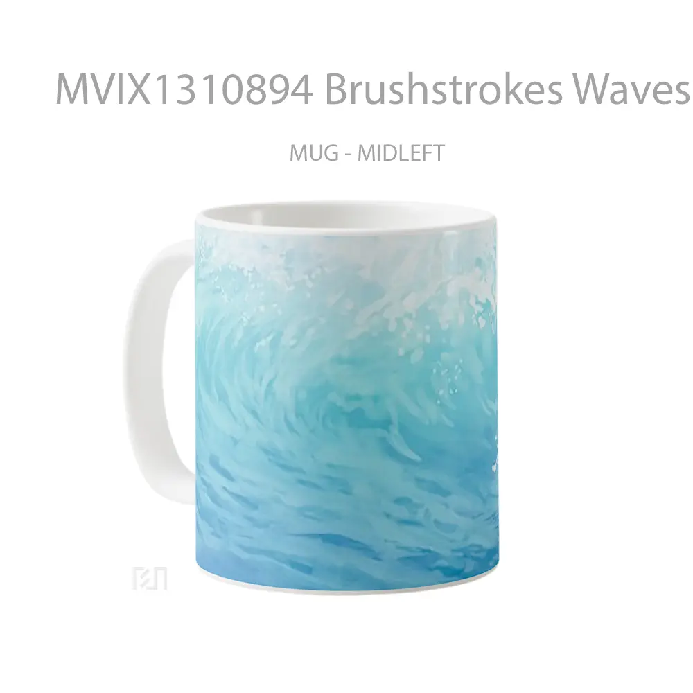 Mug Brushstrokes Waves Digital Art Gelas Seni Modern - All-side / Desain