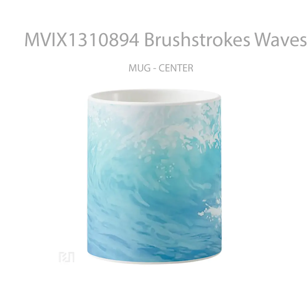 Mug Brushstrokes Waves Digital Art Gelas Seni Modern