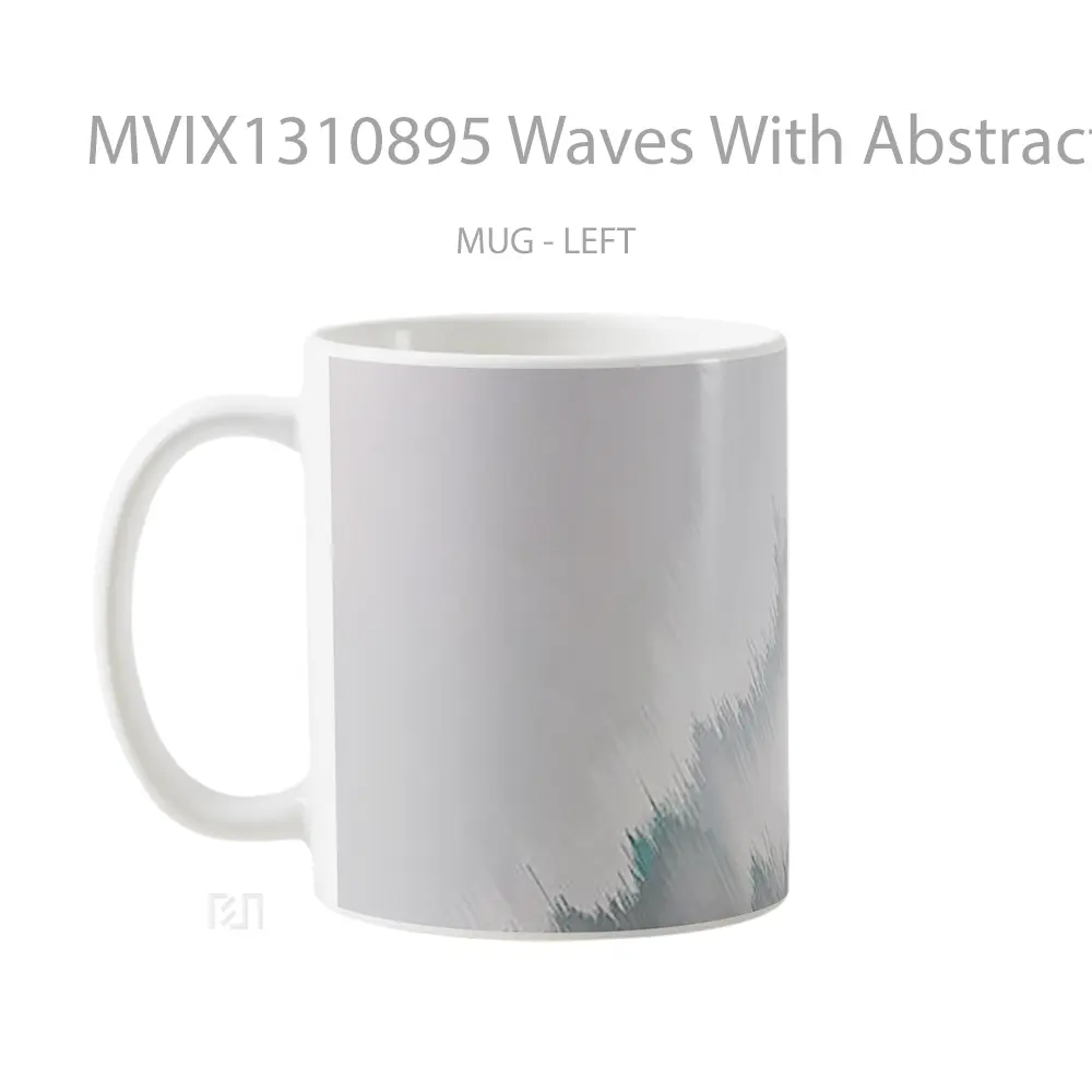 Mug Waves With Abstract Distortion Gelas Seni Modern - All-side / Desain