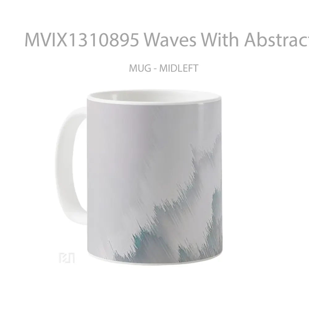 Mug Waves With Abstract Distortion Gelas Seni Modern - All-side / Desain