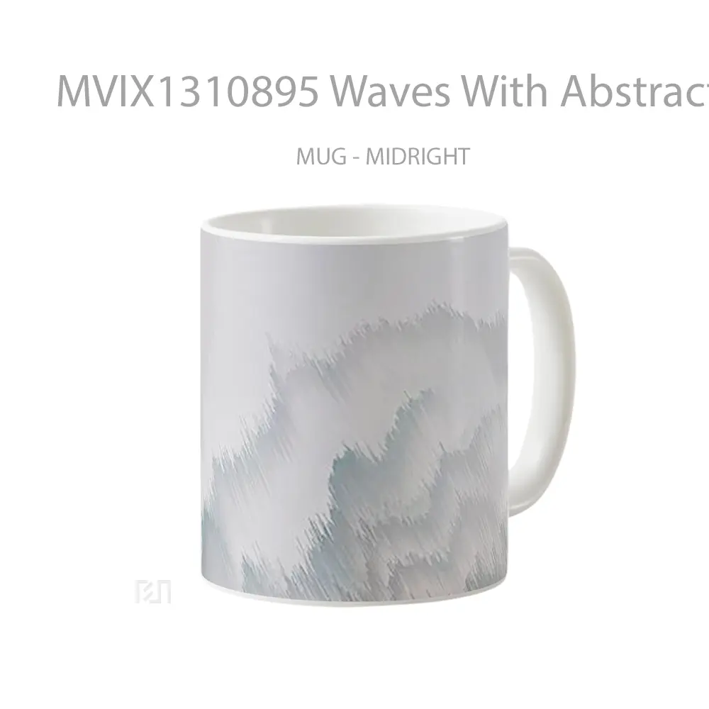 Mug Waves With Abstract Distortion Gelas Seni Modern - All-side / Desain
