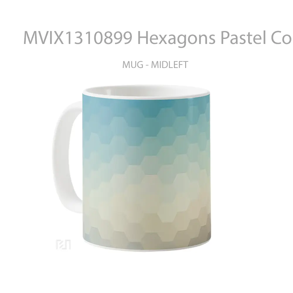 Mug Hexagons Pastel Colors Gelas Keramik Unik - All-side / Desain