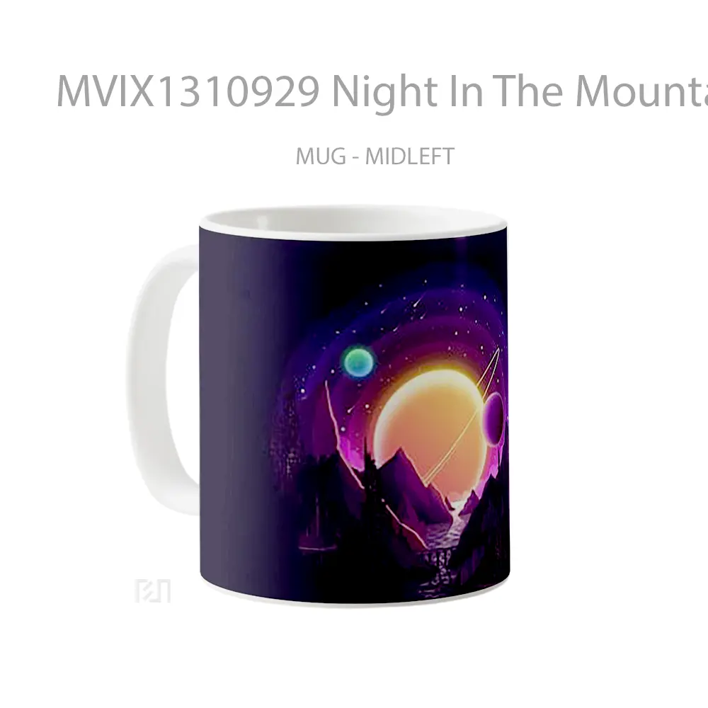 Mug Night In The Mountains With Planets In The Background Gelas Pemandangan Alam - All-side / Desain