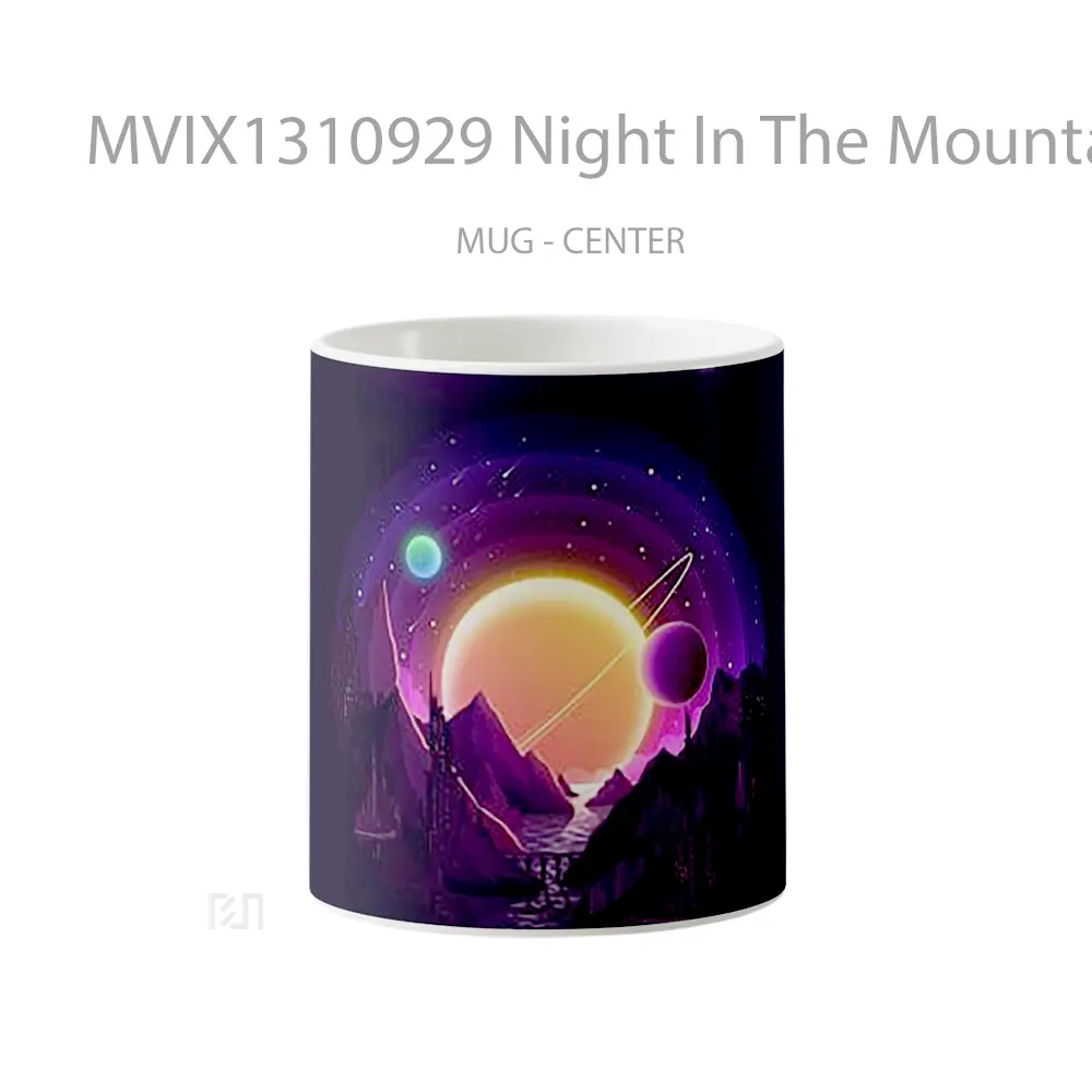 Mug Night In The Mountains With Planets In The Background Gelas Pemandangan Alam