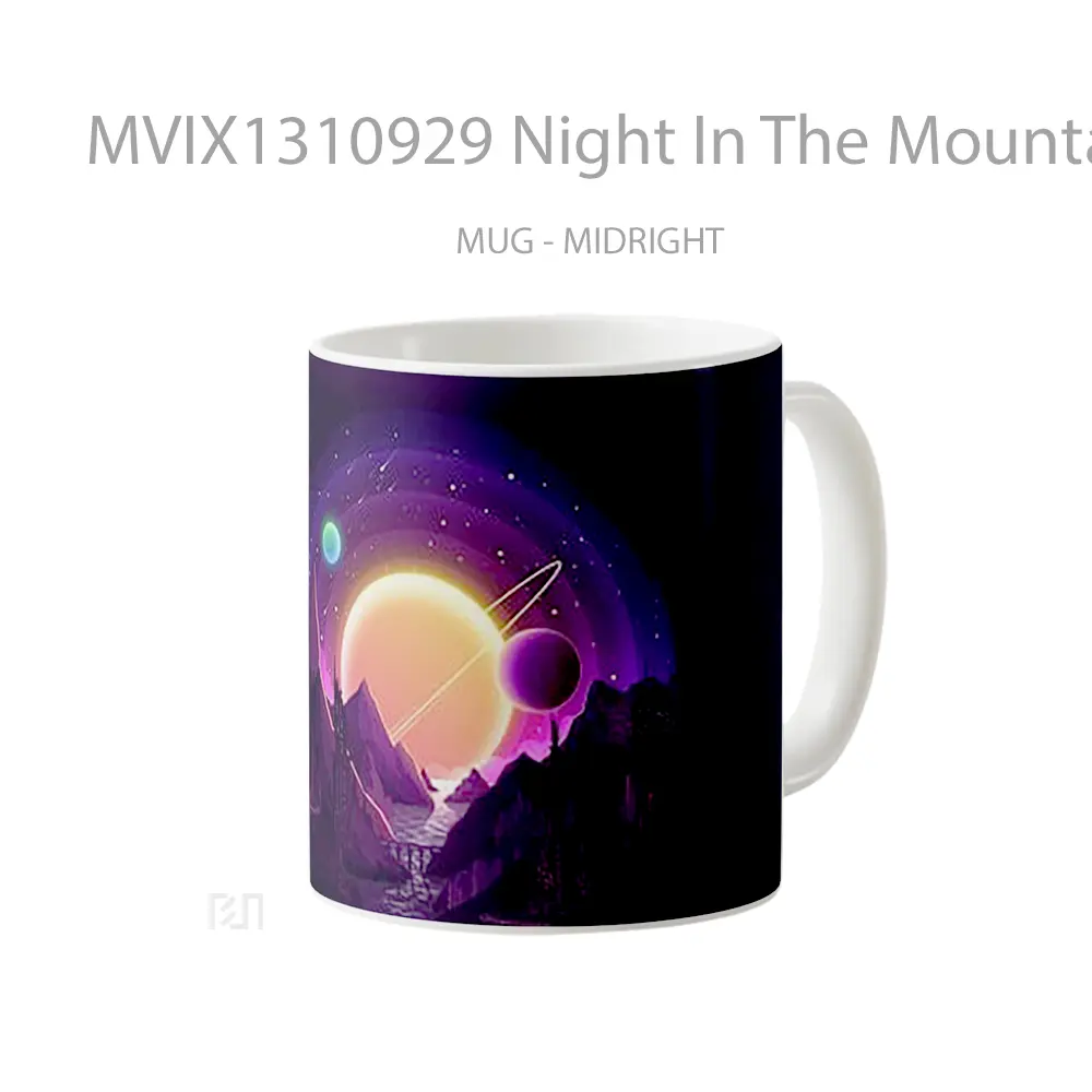 Mug Night In The Mountains With Planets In The Background Gelas Pemandangan Alam - All-side / Desain